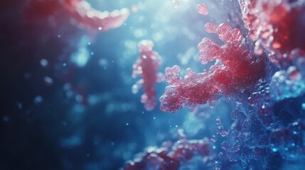 Fototapeta premium Microscopic World: An abstract representation of microscopic organisms, featuring vibrant colors, intricate structures, and a sense of scientific curiosity