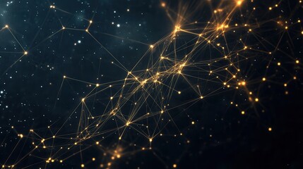 Fototapeta premium Glowing Nodes and Network Connections on Dark Background Abstract Design
