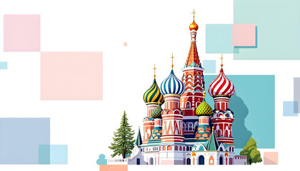 Fototapeta premium contemporary illustration of saint basil's cathedral featuring geometric shapes 