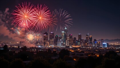 Fireworks Over the Los Angeles City