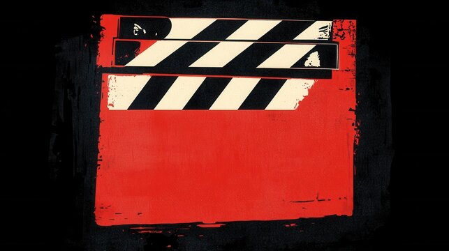 Red Film Clapperboard on Black Background for Cinematic Themes
