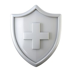 Fototapeta premium 3d shield with cross on white background. 3d 