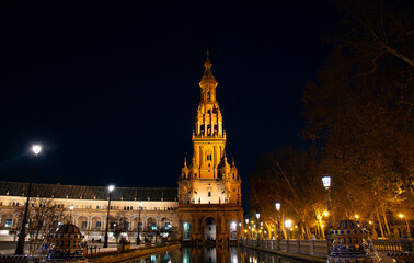 Plaza de España,with the lights of the night