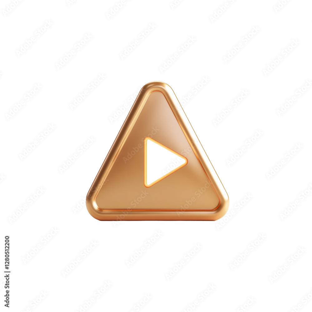 Fototapete shiny metallic triangle with cutout arrow centered play button design element