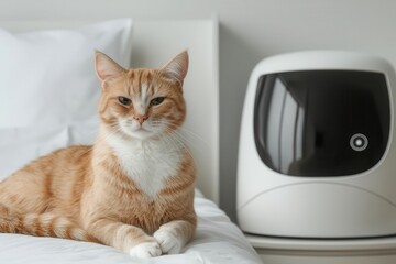 pet tech smart homes for pets comfort. Smart litter box with odor control, self-cleaning technology, and health tracking for ultimate pet comfort