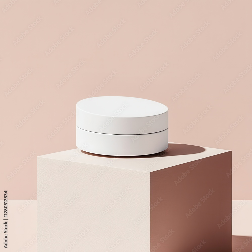 Poster minimalist cosmetic container on a simple background for branding