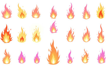 Collection of 20 different types of fire flames