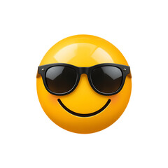 Cool Smiley Face Emoji with Sunglasses isolated on transparent background