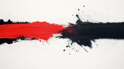 Vibrant Abstract Art with Bold Red and Black Brush Strokes