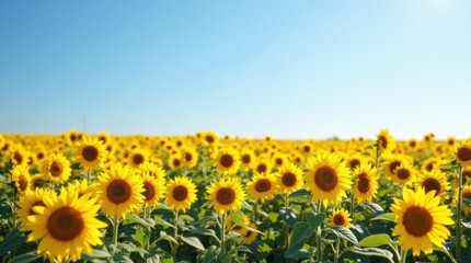 Obraz premium Sunflower Field Extends to Horizon