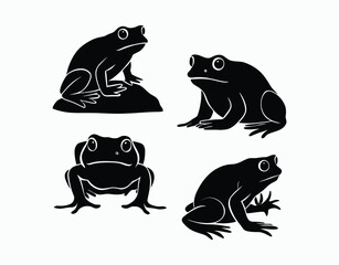Elegant Toad Silhouette Collection Vector Template