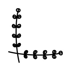 Hand-Drawn Botanical Corner Element, Minimalist Doodle Floral Design for Invitations, Stationery, Crafts, and Scrapbooking. Vector illustration