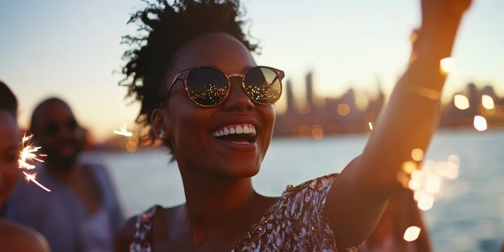 Joyful Celebration at Sunset