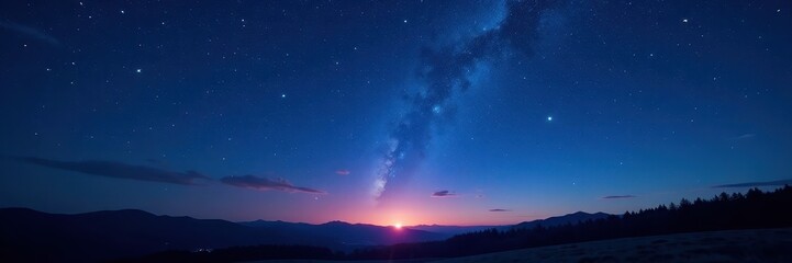 Fototapeta premium Deep twilight, countless stars scattered across a navy blue sky , nocturnal, heavens, stargazing