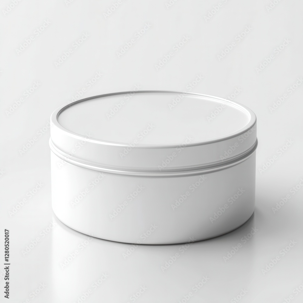 Poster sleek white round container with smooth lid for product presentation