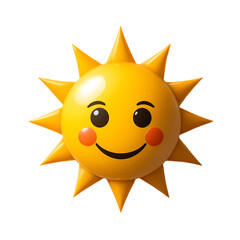 Cute 3D Sun Cartoon: Happy Sunny Emoji isolated on transparent background