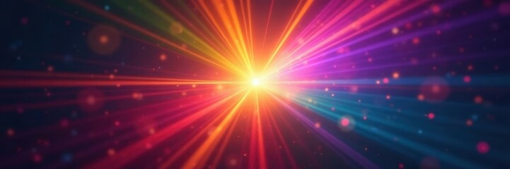 Obraz premium Intense lens flare with rainbow colors, dynamic light streaks, gloss, photo