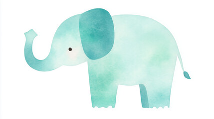 Fototapeta premium Gentle elephant silhouette in soft blue watercolor style