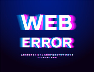 Vector Digital logo Web Error. Broken Effect Font. Defective Uppercase set of Alphabet Letters and Numbers.