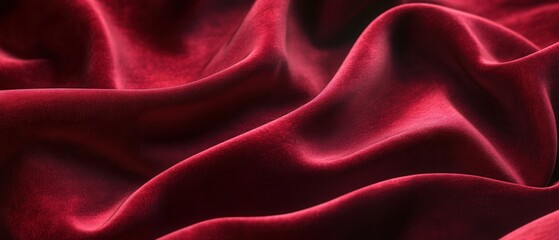 Obraz premium Luxurious Deep Red Velvet Fabric with Soft Texture and Flowing Drapes