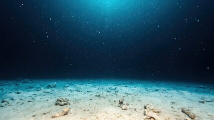 Underwater Scene with Soft Blue Light and Ocean Floor Texture