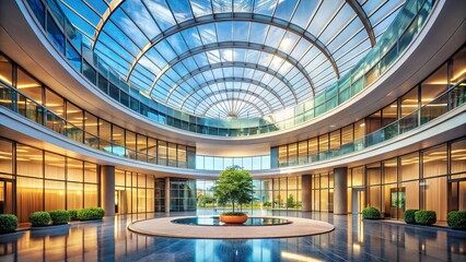 Modern Architecture: Oval Glass Ceiling in Contemporary Building Interior