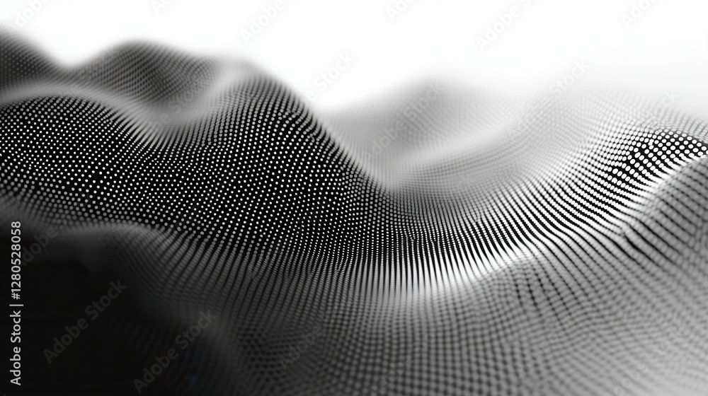 Poster abstract black and white wave pattern with dots and texture