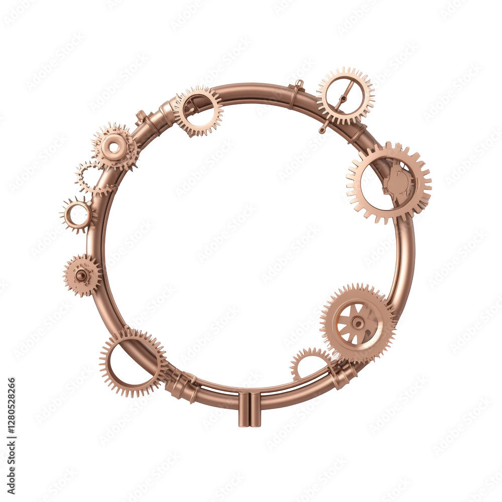 Aufkleber steampunk gear circle with intricate clockwork design in metallic finish for artistic projects