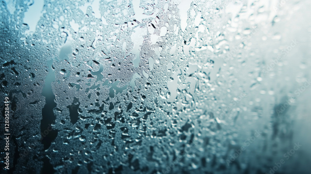 Aufkleber frosted glass texture with soft blur effect and water droplets creating a serene indoor atmosphere d