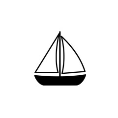 Simple Sailing: A minimalist line art silhouette of a sailboat glides on the water, evoking a sense of adventure. This monochrome image invites the viewer to dream of the open sea.