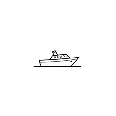 Simple Yacht Illustration: A minimalist line drawing of a sleek yacht gliding over calm waters, capturing the essence of leisure and maritime elegance.