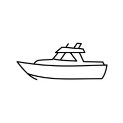 Modern Boat Icon: A sleek, minimalist illustration of a modern motorboat, perfect for conveying concepts related to water transport, leisure, and travel.