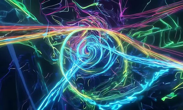 Abstract Neon Lights Animation Background