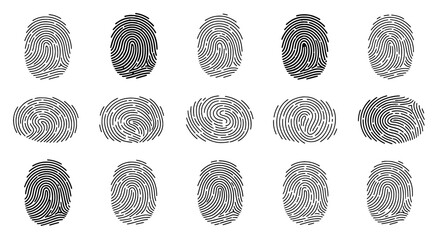 Fingerprint Array: A striking monochrome arrangement of multiple fingerprints, capturing the intricate patterns and unique identifiers that symbolize identity, security, and the human touch.
