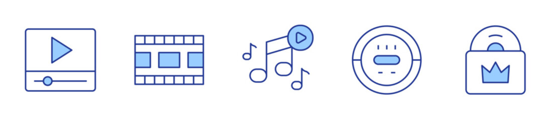 video player, video, live, cd player, vinyl. Multimedia Icon vector illustration. Line Duotone style. Editable stroke