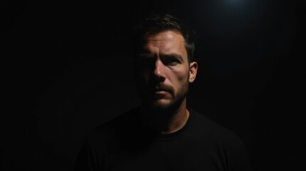 Obraz premium Portrait of a Man Under Overhead Light