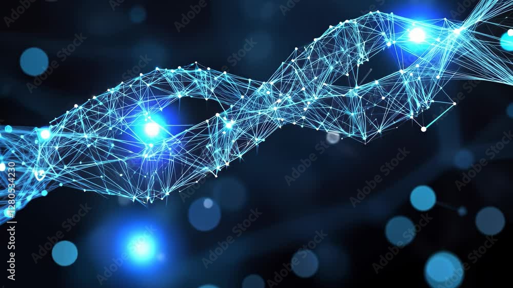 Aufkleber glowing blue blockchain concept showcasing digital connections and data transmission technologies, d