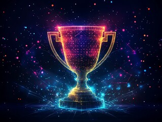 Digital Trophy, Award,  Glowing, Cosmic Background
