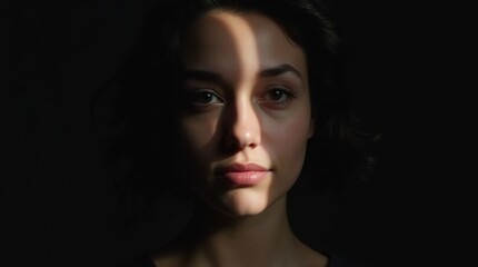 Fototapeta premium Half-Illuminated Woman's Face