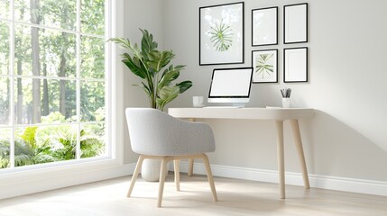 Modern home office workspace near window