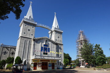 Obraz premium Saint Anna Nong Saeng Church at Nakhon Phanom, Thailand. A beautiful old Christian church in summer.