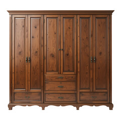 Fototapeta premium 5-Door Wooden Armoire: Rustic Charm & Ample Storage isolated on transparent background