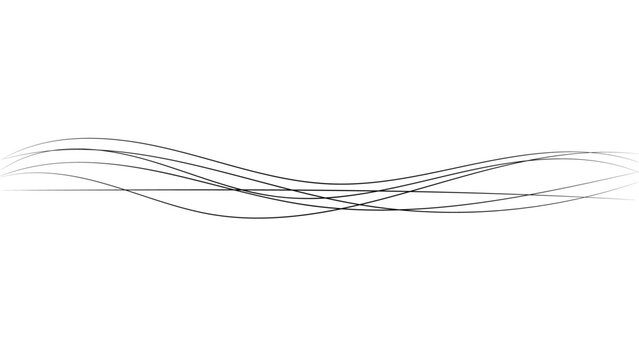 A sophisticated abstract vector illustration showcasing fluid, interlacing black lines on a pristine white background. The design exudes a harmonious blend of movement and tranquility