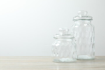 Glass containers for storing food on the table