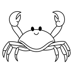 Crab line art ideal for seafood restaurant logos, marine themed designs, or educational materials. Classic and versatile crustacean illustration