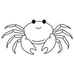 Crab line art ideal for seafood restaurant logos, marine themed designs, or educational materials. Classic and versatile crustacean illustration
