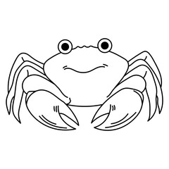 Crab line art ideal for seafood restaurant logos, marine themed designs, or educational materials. Classic and versatile crustacean illustration