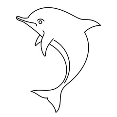 Obraz premium Dolphin in black and white, outline drawing captures a graceful leap in a dynamic and elegant way. Perfect for aquatic themed designs and coloring book for kids