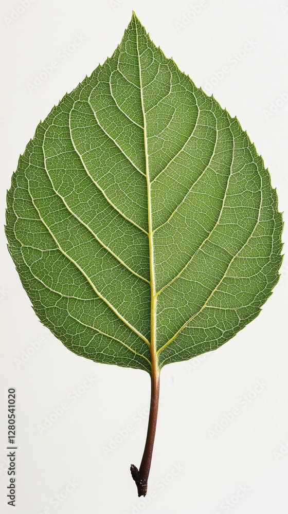 Canvas Prints Delicate Green Leaf Showcasing Intricate Vein Patterns Against a Light Background