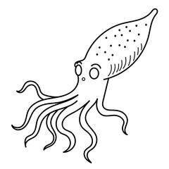 Octopus whimsical outline for posters, children's books, coloring book for kids and educational materials, highlighting its charming eight arms in a unique way